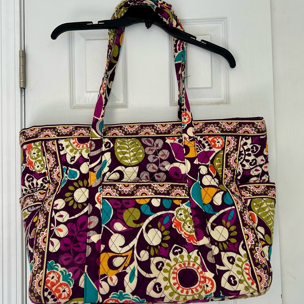 Vera Bradley Retired Plum Crazy XL Tote Zipper